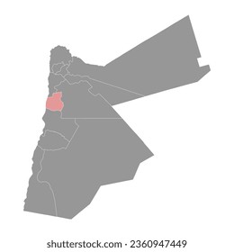 Madaba governorate map, administrative division of Jordan.