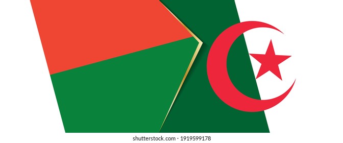 Madagascar and Algeria flags, two vector flags symbol of relationship or confrontation.