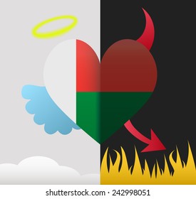 Madagascar background of a heart half demon half angel