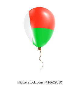 Madagascar balloon with flag. Bright Air Ballon in the Country National Colors. Country Flag Rubber Balloon. Vector Illustration.