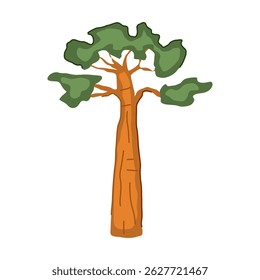 madagascar baobab tree cartoon. fruit bark, seeds oil, vitamin fiber madagascar baobab tree sign. isolated symbol vector illustration