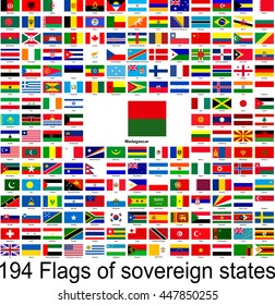 Madagascar, collection of vector images of flags of the world