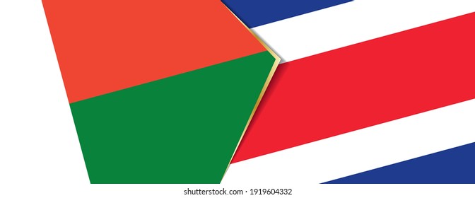 Madagaskar und Costa Rica Flaggen, zwei Vektorflaggen Symbol für Beziehung oder Konfrontation.