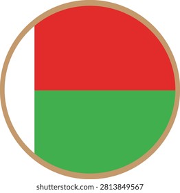 Madagascar country circular flag vector design and the transparent background 
