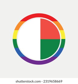 Madagascar country flag circle - lgbt flag graphic element Illustration template design
