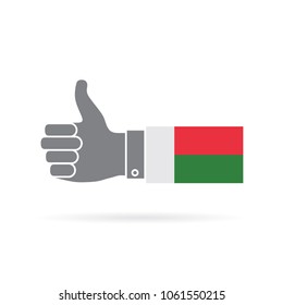 Madagascar country flag thumbs up vector icon