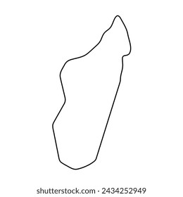 Mapa simplificado de Madagascar. Contorno de contorno fino de contorno negro. Icono de vector simple
