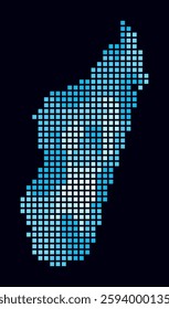 Madagascar dotted map. Digital style map of the country on a dark background. Madagascar shape with square dots. Colored dots style. Large size squares. Amazing vector illustration.