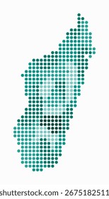 Madagascar dotted map. Digital style map of the country on white background. Madagascar shape with circle dots. Colored dots style. Large size circles. Creative vector illustration.