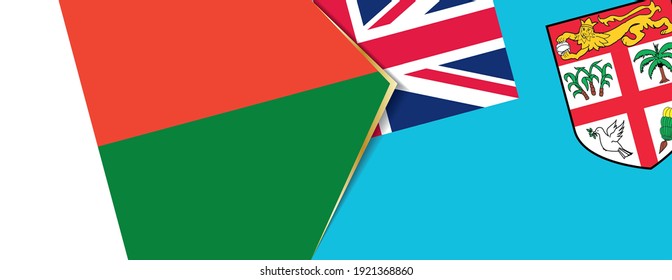 Madagaskar und Fidschi-Flaggen, zwei Vektorflaggen Symbol für Beziehung oder Konfrontation.