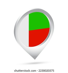 Madagascar flag 3d pin icon. Vector illustration.