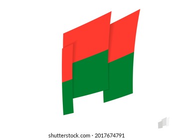 Madagaskar-Fahne in abstraktem Rippendesign. Modernes Design der Madagaskar-Flagge. Vektorsymbol.