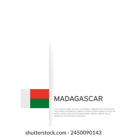 Madagascar flag background. State patriotic madagascar banner, cover. Document template, flag on white background. National poster. Business booklet. Vector illustration, simple design