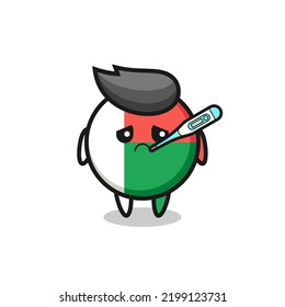 madagascar flag badge mascot character with fever condition , cute design