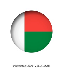 Madagascar flag - behind the cut circle paper hole with inner shadow.