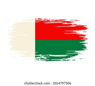 Fondo grueso del pincel de la bandera de Madagascar. Ilustración vectorial.