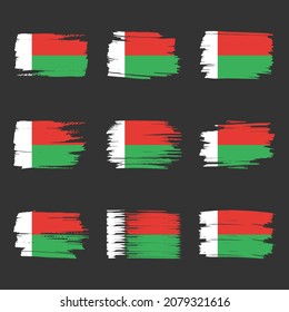 Madagascar flag brush strokes painted