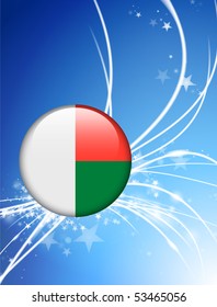 Madagascar Flag Button on Abstract Light Background Original Illustration