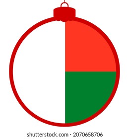 Madagascar flag - Christmas ball. Happy New Year and Merry Christmas card. 