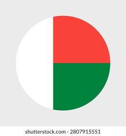Madagascar Flag Circle Icon Flat Round Button Isolated on White Background
