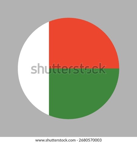 Madagascar flag circle icon. Republic of Madagascar round pennant. National flag of Madagascar badge.