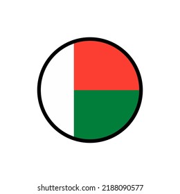 Madagascar flag in a circle On a white background