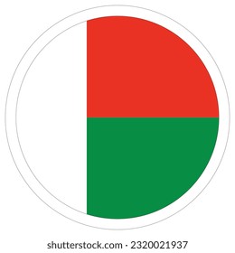 Madagascar flag circle. Flag of Madagascar in round design shape