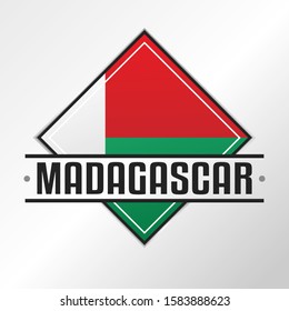 Madagascar Flag Emblema. Vector Design National. Illustration Country Symbol. Insignia Banner Logo.