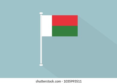 Madagascar flag with flagpole,vector illustration