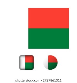 Madagaskar Flag Flat Icons Collection