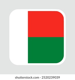 madagascar flag, flat vector square with rounded corners and white border. vector illustration	