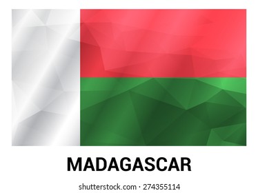 Madagascar Flag, geometric polygonal shapes. Vector illustration.