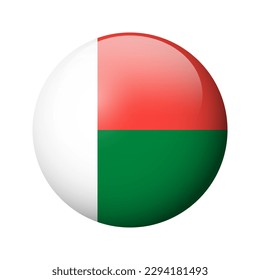 Madagascar flag - glossy circle badge. Vector icon.