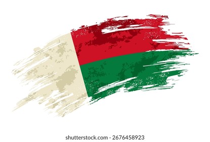 Madagascar flag grunge brushstroke texture background. Vector illustration.