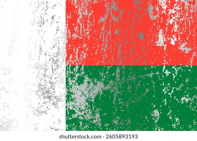 Madagascar flag with grunge effect.