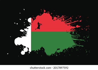 Bandera De Madagascar Con Diseño De Efecto Grunge. Se utilizará para los gráficos de camisetas, la impresión, el afiche y el fondo.