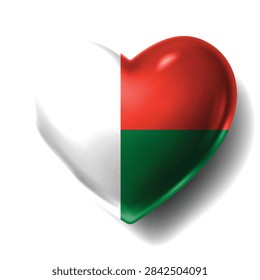 MADAGASCAR Flag Heart Shape Vector, Love MADAGASCAR National Symbol Design