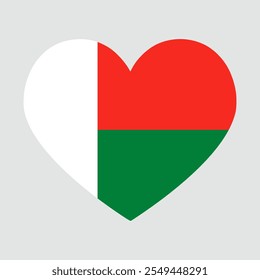 madagascar flag heart shaped. Love symbol. Vector illustration