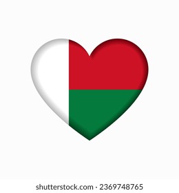 Madagascar flag heart-shaped sign. Vector illustration.