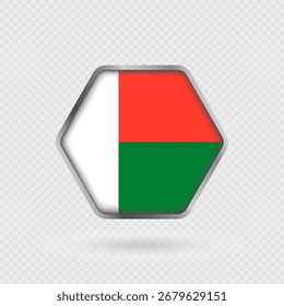 Madagascar flag in a hexagon frame.