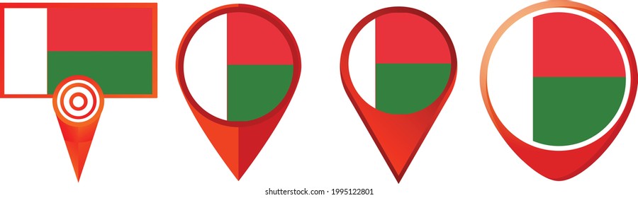 Icono de bandera de Madagascar. conjunto de iconos web . colección de iconos. Ilustración vectorial simple.