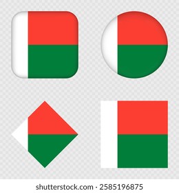 Madagascar Flag Icons Pack. Vector illustration.