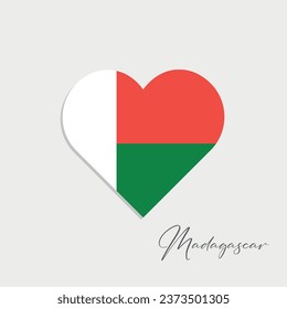 bandera de madagascar dentro del corazón con fondo gris