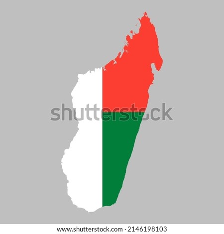 Madagascar flag inside the Madagascar map borders vector illustration 