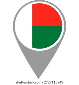Pin de ubicación de la bandera de Madagascar, bandera de Madagascar en el pin de ubicación, puntero de mapa de Madagascar en alta calidad