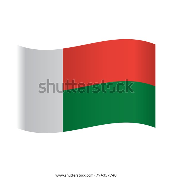 Madagascar Flag National Flag Madagascar Vertical Stock Vector