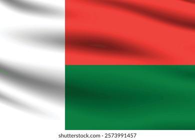 Madagascar flag official colors and proportion digital vector illustration. Pleated flag.