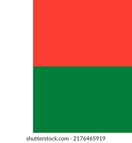 Madagaskar-Flagge, offizielle Farben. Vektorgrafik.