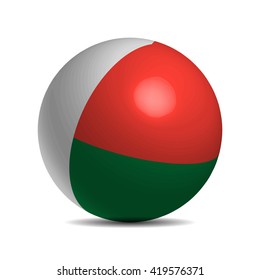Madagascar flag on a 3d ball with shadow