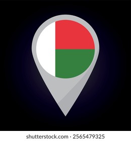 Madagascar Flag on Location Pin. vector illustration
